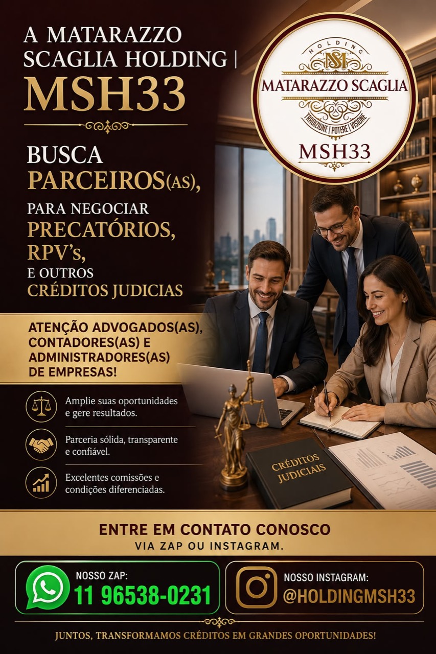 Seja nosso parceiro em precatórios, RPV's e créditos judiciais